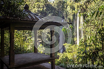 Traditional Balinese architecture by Sekumpul waterfalls in Munduk Stock Photo