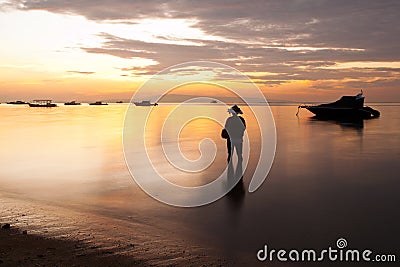 Traditional Balinese fisherman Editorial Stock Photo