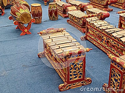 Traditional Balinese Gamelan called Gender Stock Photo