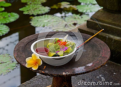 Traditional balinese offerings Stock Photo