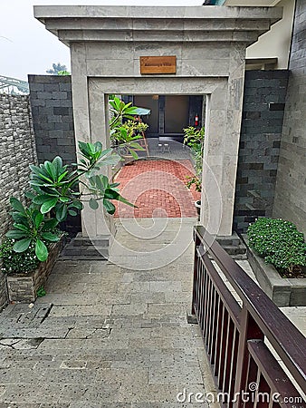 traditional Balinese style gate of natural stone Editorial Stock Photo