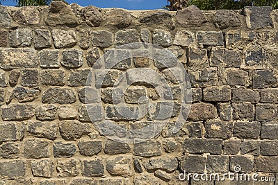 Traditional basalt stone wall Stock Photo