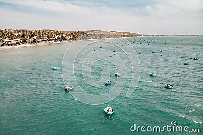 Traditional of the basket shape boat, Fishing village at Mui Ne, Vietnam Stock Photo