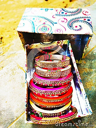 Traditional Beautiful Colourful Rajasthani Bangles Stock Photo