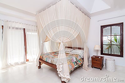 Traditional and Beautiful Villa and Hotel Bedroom Stock Photo