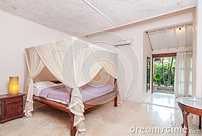 Traditional and Beautiful Villa and Hotel Bedroom Stock Photo