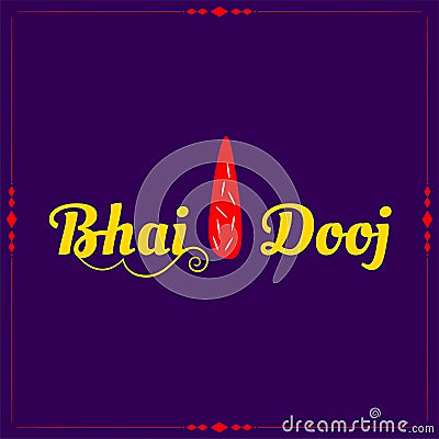 Traditional bhai dooj tilak design purple background Vector Illustration