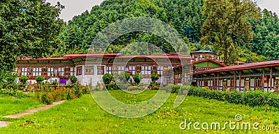 Traditional Bhutanese temple architecture in Bhutan. Stock Photo