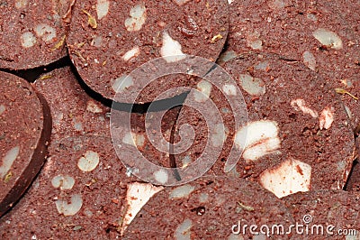 Traditional Black Pudding Slices Stock Photo