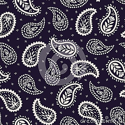 Traditional Black and White Paisley Vector Seamless Pattern. Hand-Drawn Classic Background Shawl Print Vector Illustration