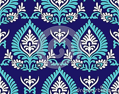 Traditional blue seamless indian pattern Vector Illustration