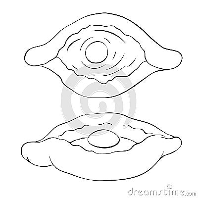 Traditional boat pie with cheese and egg line drawing isolated on white. Ajarian or georgian khachapuri outline icon. baking Cartoon Illustration