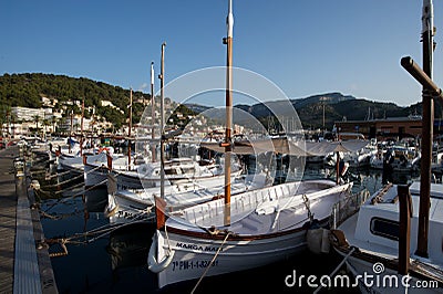 Traditional Boats in Port Soller Editorial Stock Photo