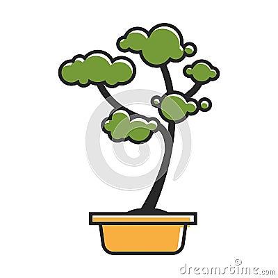 Traditional bonsai tree Vector Illustration