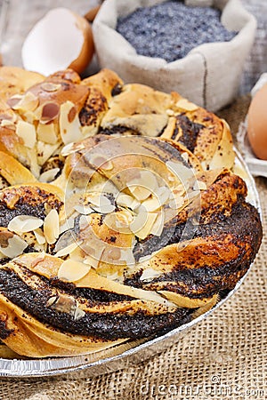 Traditional braided poppy seed cake Stock Photo