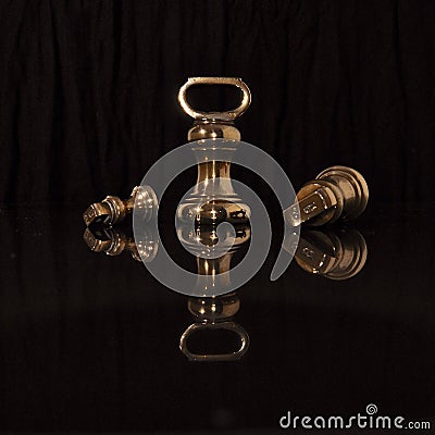 Traditional brass weights Stock Photo