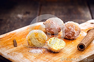 Traditional Brazilian mini fried cake called Stock Photo