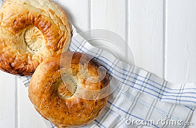 Traditional bread peoples of Central Asia - flat bread Stock Photo