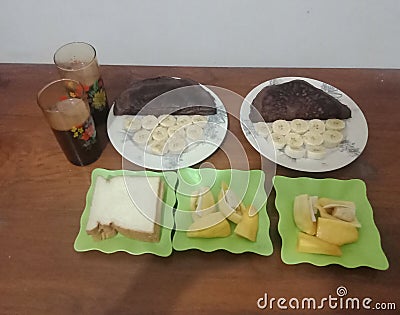 Traditional breakfast at Gandrungcity hostel Banyuwangi Stock Photo