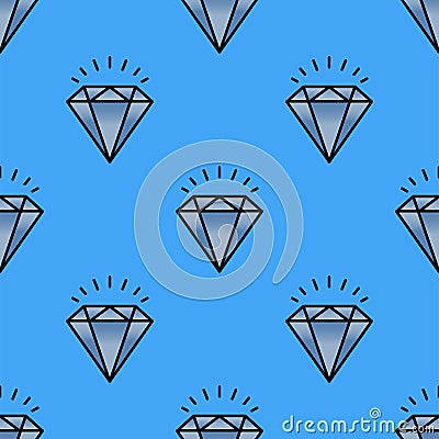 Traditional brilliant jewellery seamless pattern diamond luxury fine minute precious gold jewelery vector illustration Vector Illustration