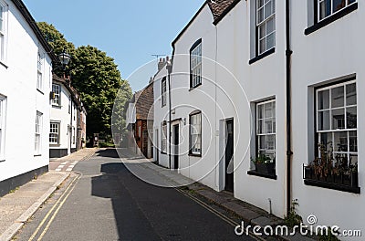 Traditional British houses at a neighborhood Sandwich village , Kent, United Kingdom Stock Photo