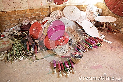 Traditional Burmese parasol Stock Photo