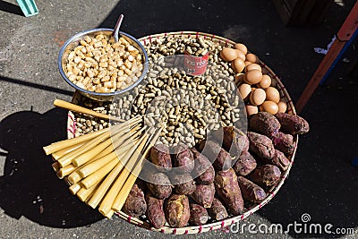 Traditional Burmese street food in Yangon, Myanmar Stock Photo