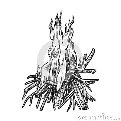 Traditional Burning Timbered Stick Vintage Vector Vector Illustration