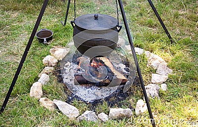 Traditional campfire cooking