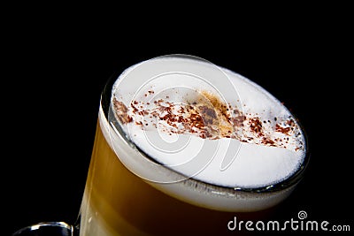 Traditional cappuccino glass mug close up Stock Photo