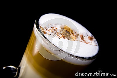 Traditional cappuccino glass mug close up Stock Photo