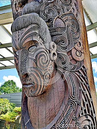 Carved Maori Board Editorial Stock Photo