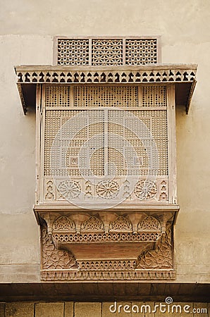 Traditional carved wood window in cairo egypt Stock Photo