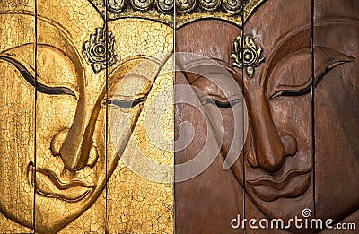 Traditional carved wooden Buddha Stock Photo