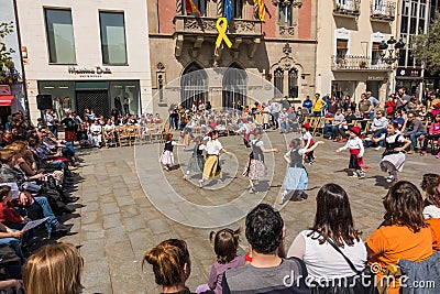 Catalan children traditional dancing festival Editorial Stock Photo