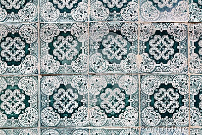 Traditional ceramic tiles Azulejos in Lisbon Stock Photo