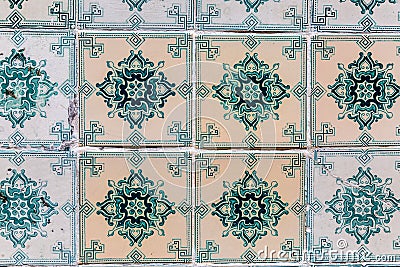 Traditional ceramic tiles Azulejos in Lisbon Stock Photo