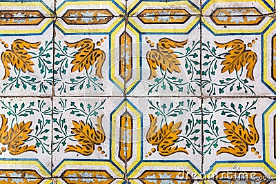 Traditional ceramic tiles Azulejos in Lisbon Stock Photo
