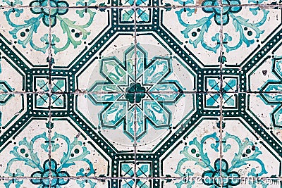 Traditional ceramic tiles Azulejos in Lisbon Stock Photo