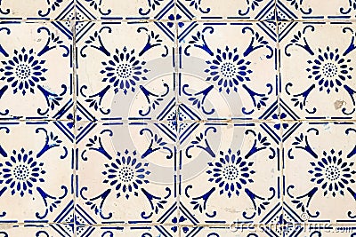 Traditional ceramic tiles Azulejos in Lisbon Stock Photo