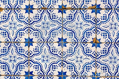 Traditional ceramic tiles Azulejos in Lisbon Stock Photo