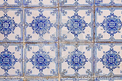 Traditional ceramic tiles Azulejos in Lisbon Stock Photo