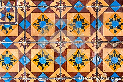 Traditional ceramic tiles Azulejos in Lisbon Stock Photo