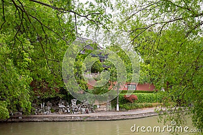Chinese architecture and garden on Huxin Island in South Lake in Jiaxing, China Stock Photo