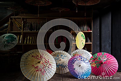 Traditional chinese colour oiled paper umbrella Stock Photo