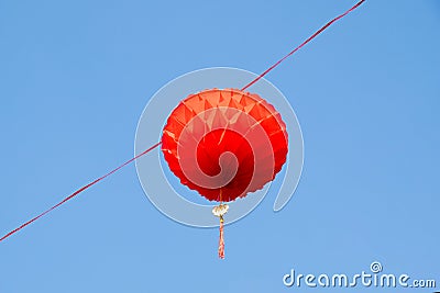 Traditional Chinese Hanging Red Paper Lantern in Chinese new year day Stock Photo