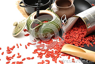 Traditional Chinese herbs dried wolfberry Stock Photo