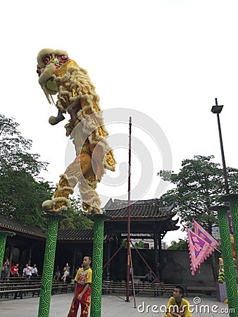 Traditional Chinese Lion Dance Editorial Stock Photo