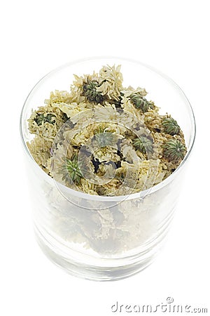 Traditional Chinese Medicine - Dried Chrysanthemum flowers Stock Photo