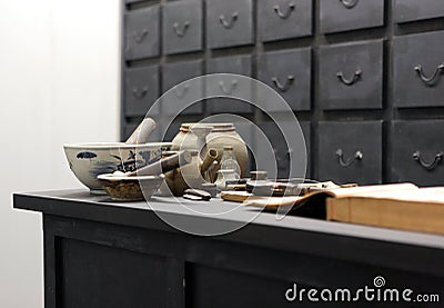 Traditional chinese medicine shop Stock Photo